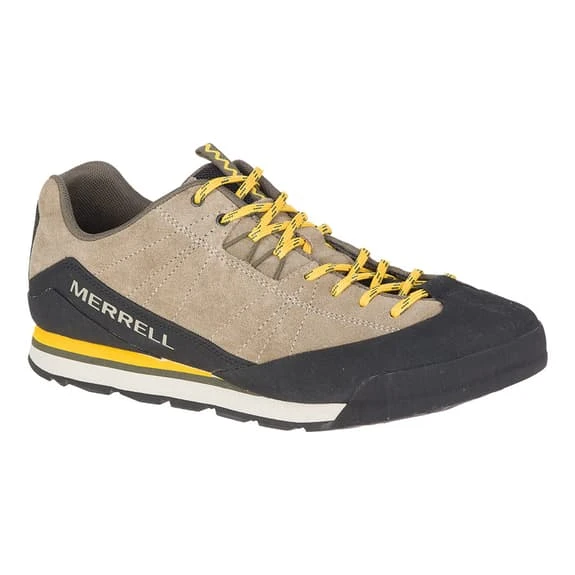 Merrell Catalyst Suede Hiking Shoes Light Brown Black Yellow 2 Merrell Catalyst Suede Hiking Shoes Light Brown Black Yellow - Image 2